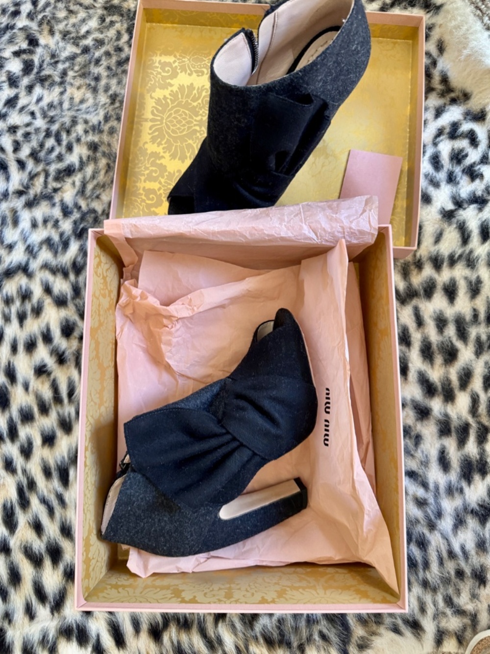 MIU MIU Wool ankle boots curved banana heels Vintage Archival C101 20 11 02855D - Picture 10 of 11